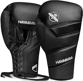 Guantes de Boxeo Hayabusa T3 de Cuero Negros con Logo Blanco Guantes de boxeo Hayabusa T3 de cuero de color negro con el logo blanco sobre un fondo blanco.