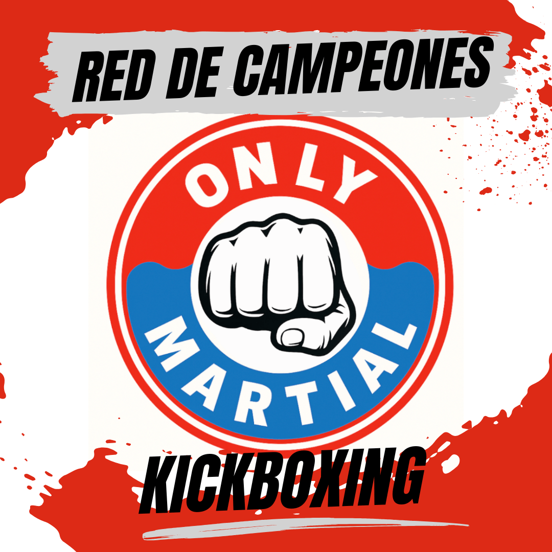 banner-only-martial-kickboxing Banner de Kickboxing de OnlyMartial con diseño dinámico, representando velocidad, potencia y técnica de combate con puños y piernas.